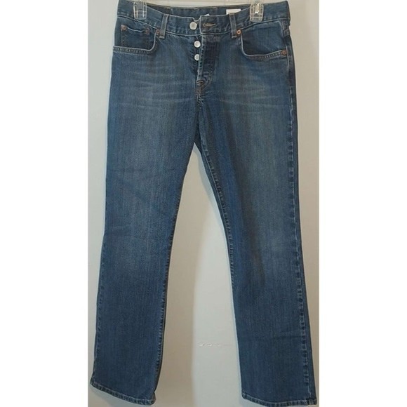 Lucky Brand Denim - Vtg Lucky Brand Dungarees Button‎ Fly Flare Mid Rise Denim Blue Jeans 30x31